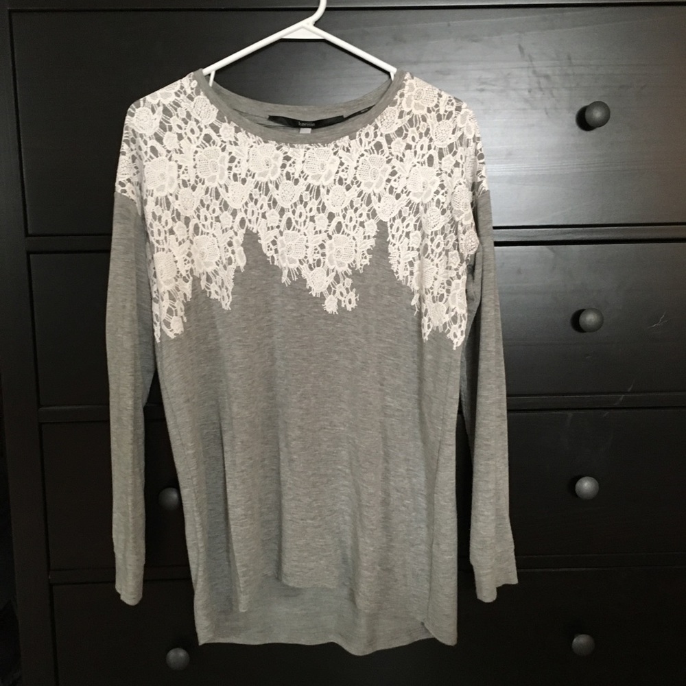 Kensie grey lace print sweater